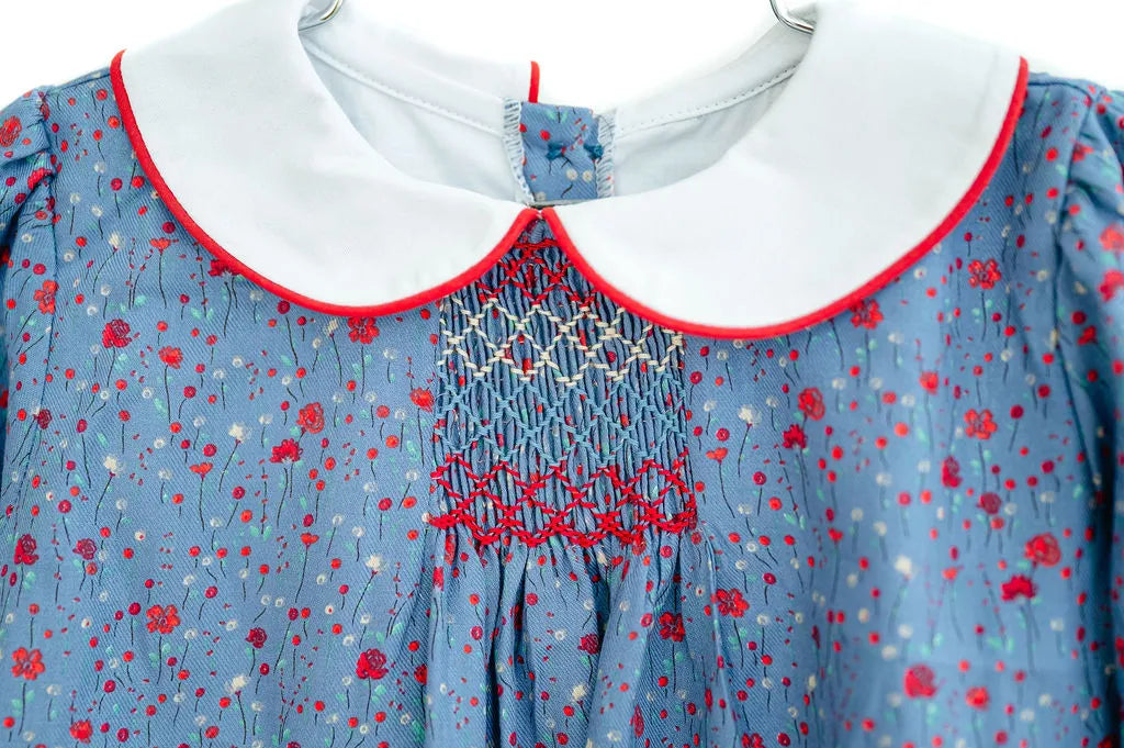 Blue Floral Smocked Emmie Bubble