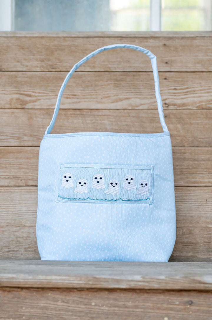 Blue Ghosts Smocked Treat Bag