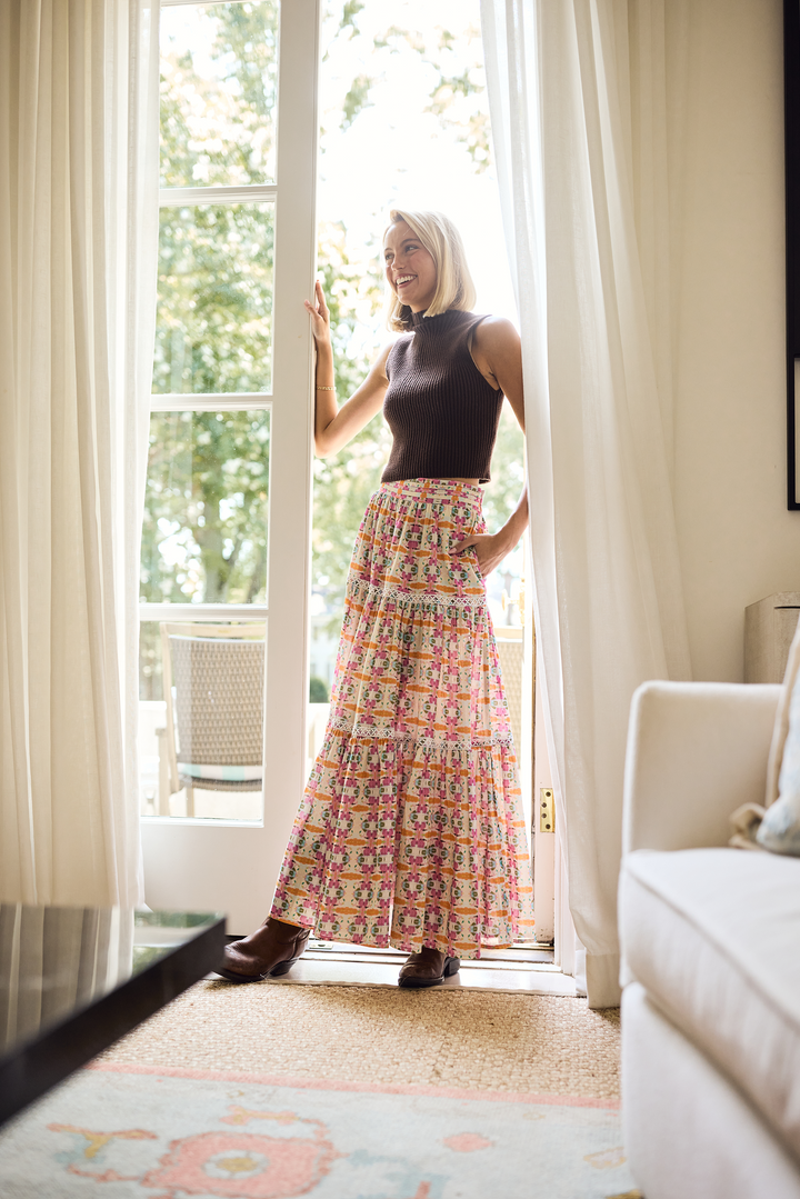 Triple Tiered Maxi Skirt - Begonia