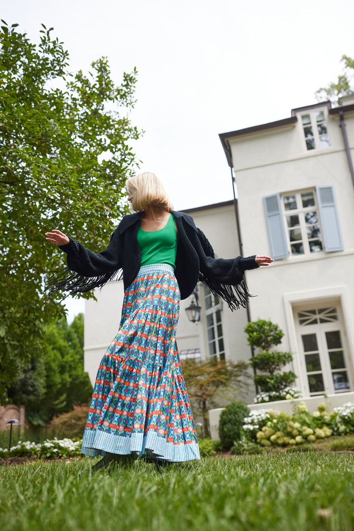 Triple Tiered Maxi Skirt - Blue Lotus