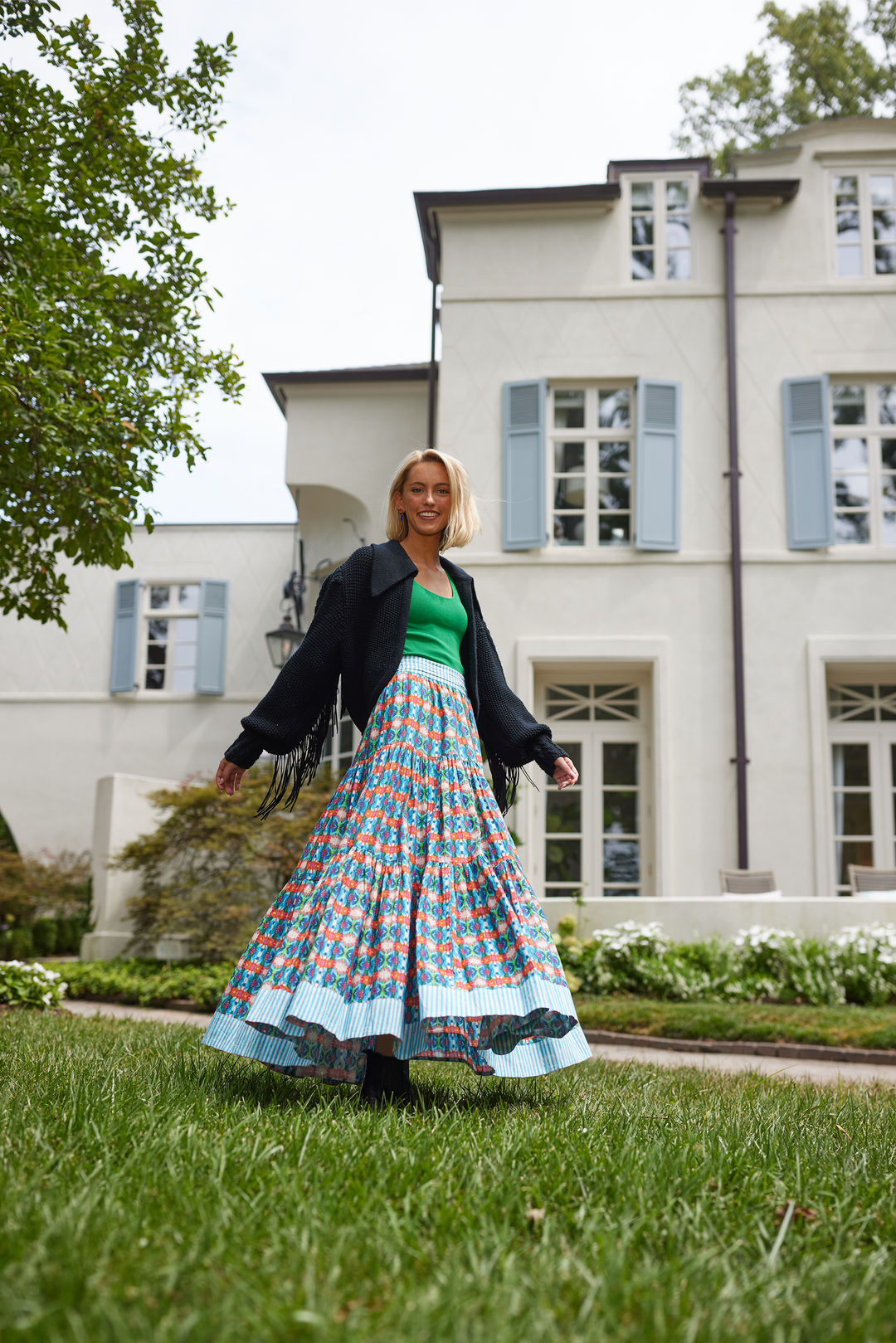 Triple Tiered Maxi Skirt - Blue Lotus