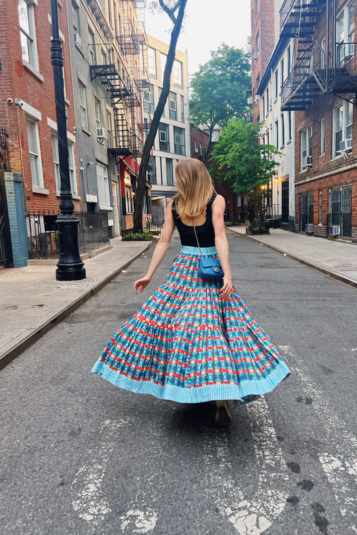 Triple Tiered Maxi Skirt - Blue Lotus