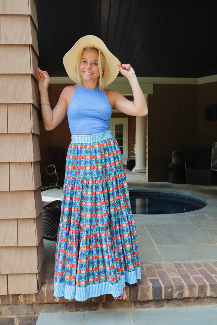 Triple Tiered Maxi Skirt - Blue Lotus