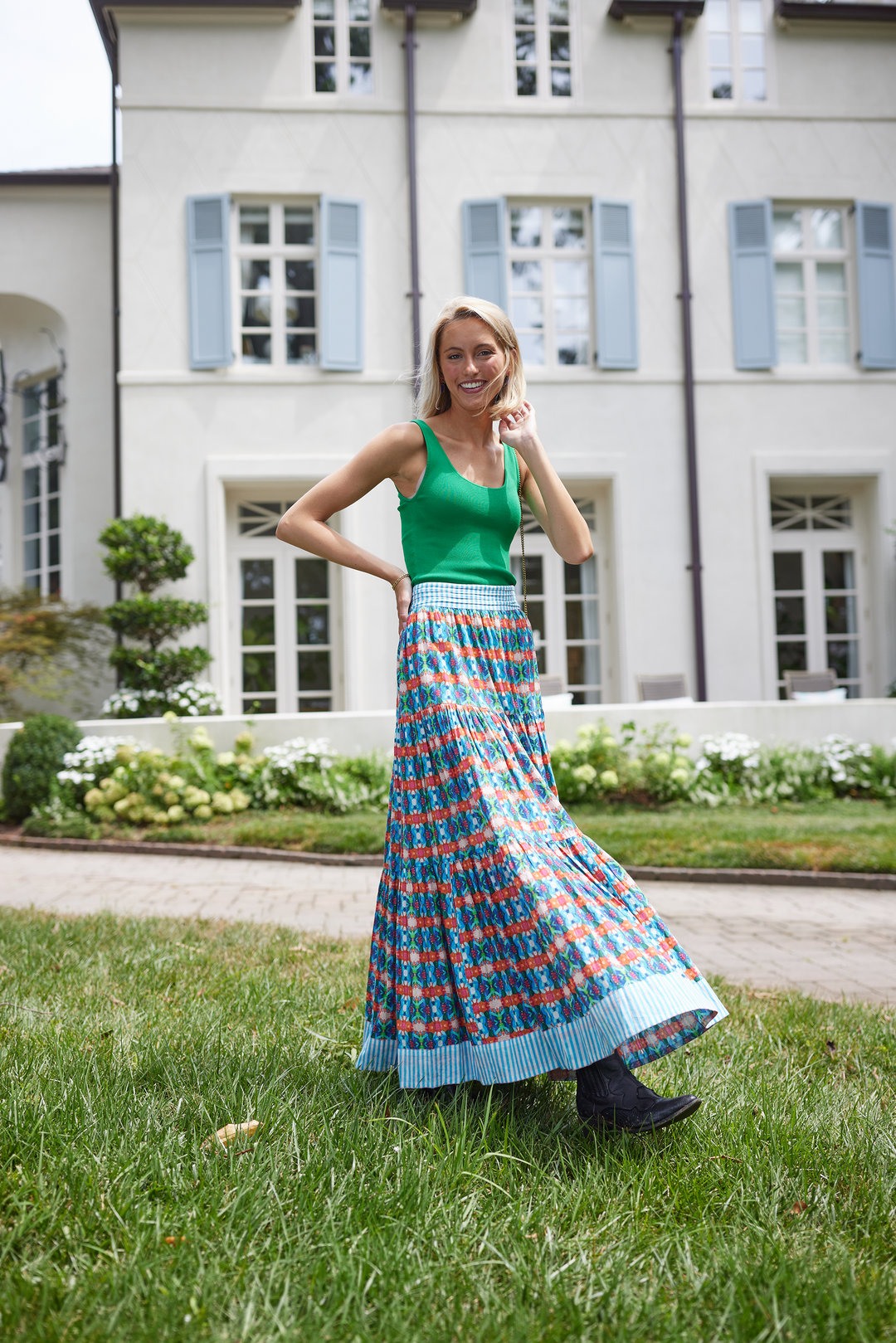 Triple Tiered Maxi Skirt - Blue Lotus