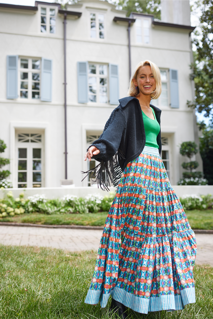 Triple Tiered Maxi Skirt - Blue Lotus