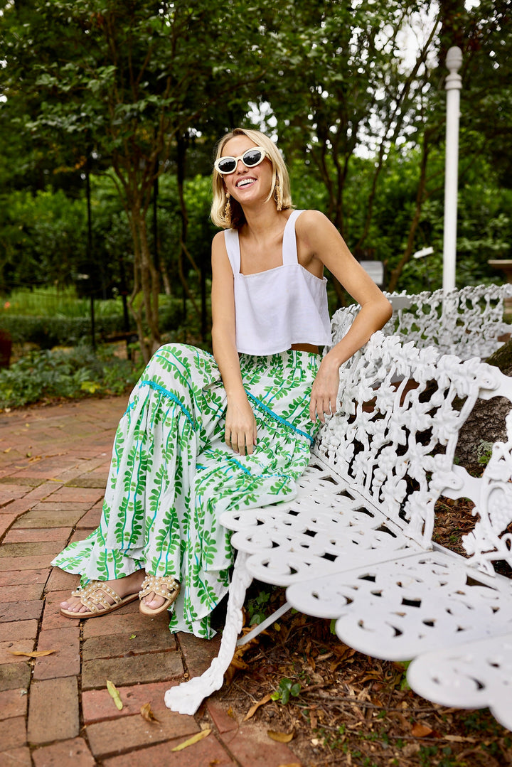 Triple Tiered Maxi Skirt - Palm Leaf