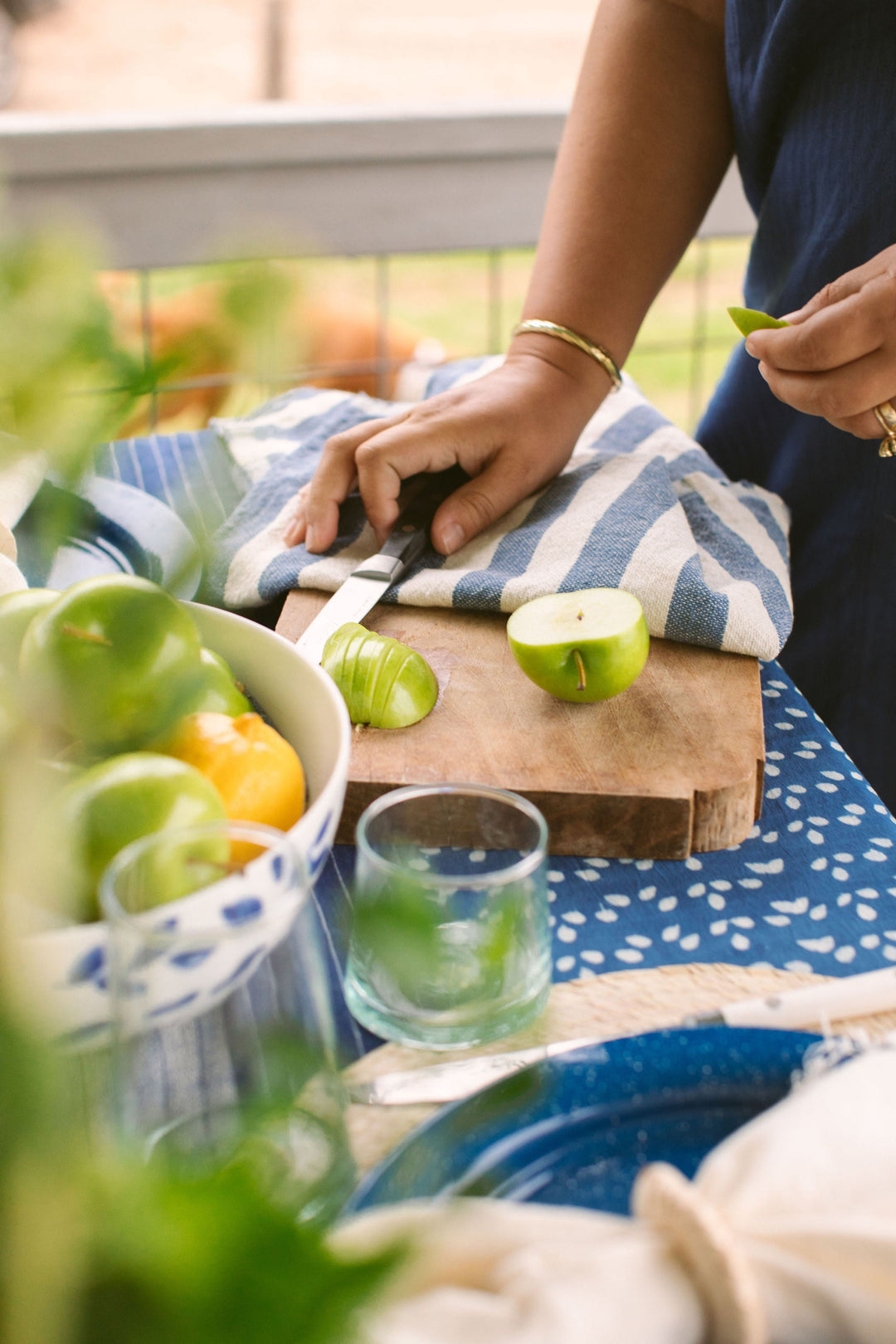 Chambray Stripe Hand Towel