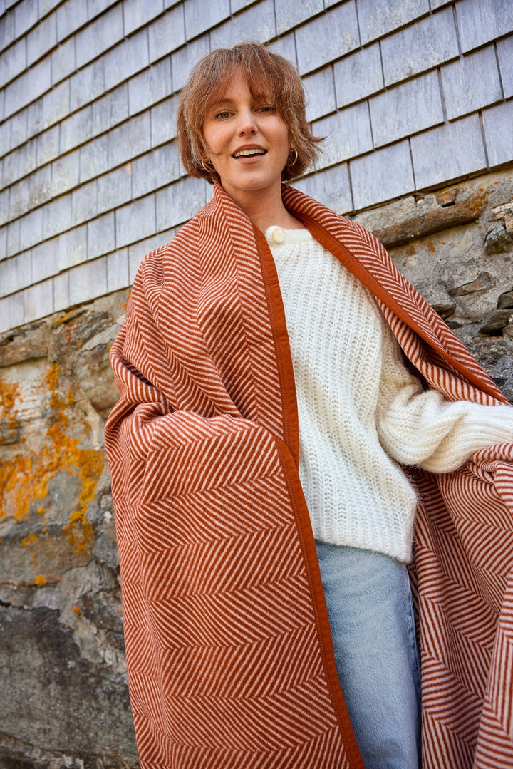 Harborview Herringbone Desert Red Blanket