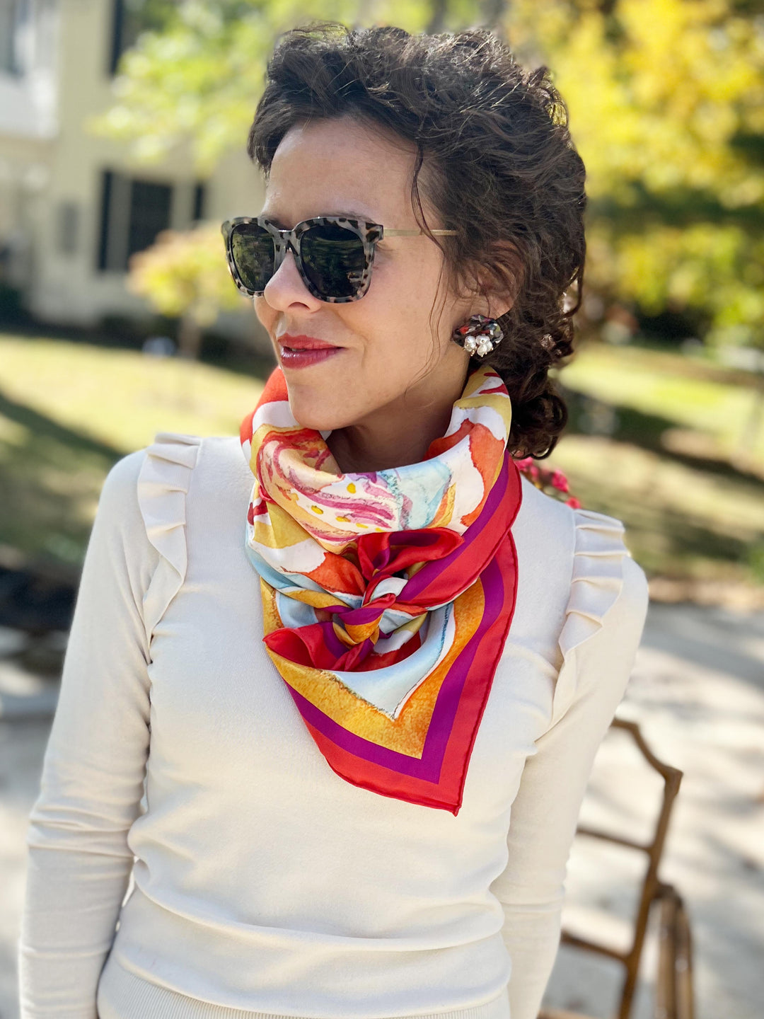 Coral Kaleidoscope Scarf