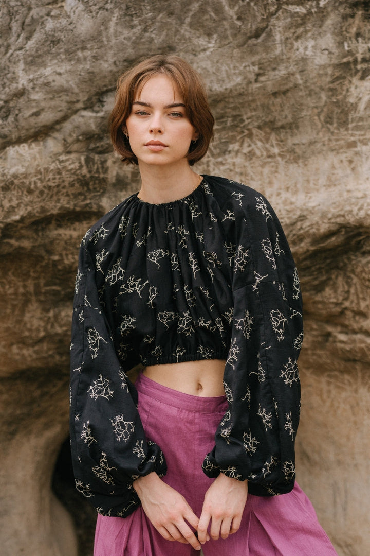 Clara Chanderi Silk Crop Top
