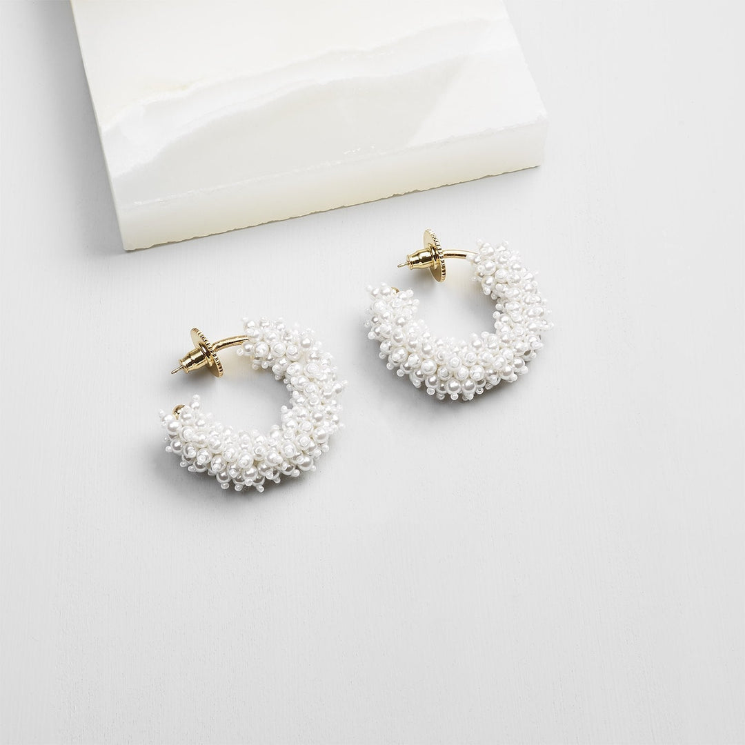 Taylor Mini Hoop Earrings White/Gold