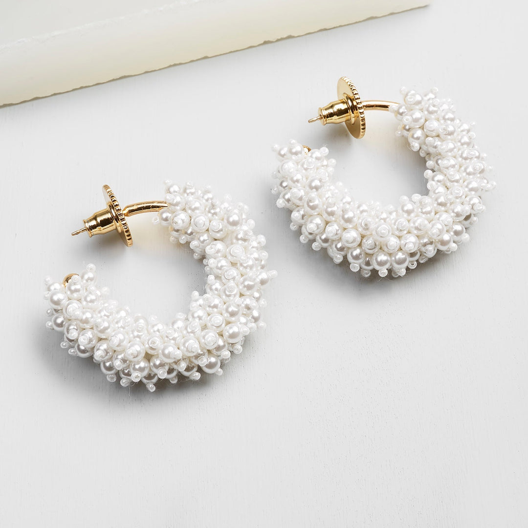 Taylor Mini Hoop Earrings White/Gold