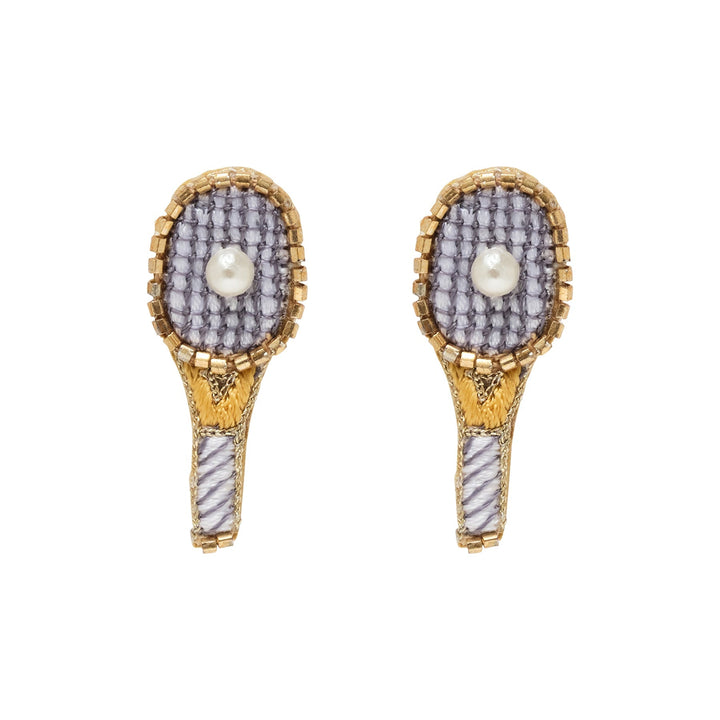 Tennis Racket Studs White Gold