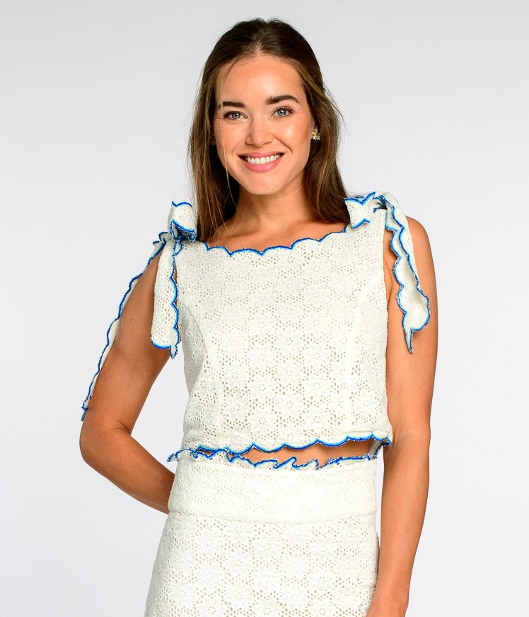 Billy Top in White Eyelet