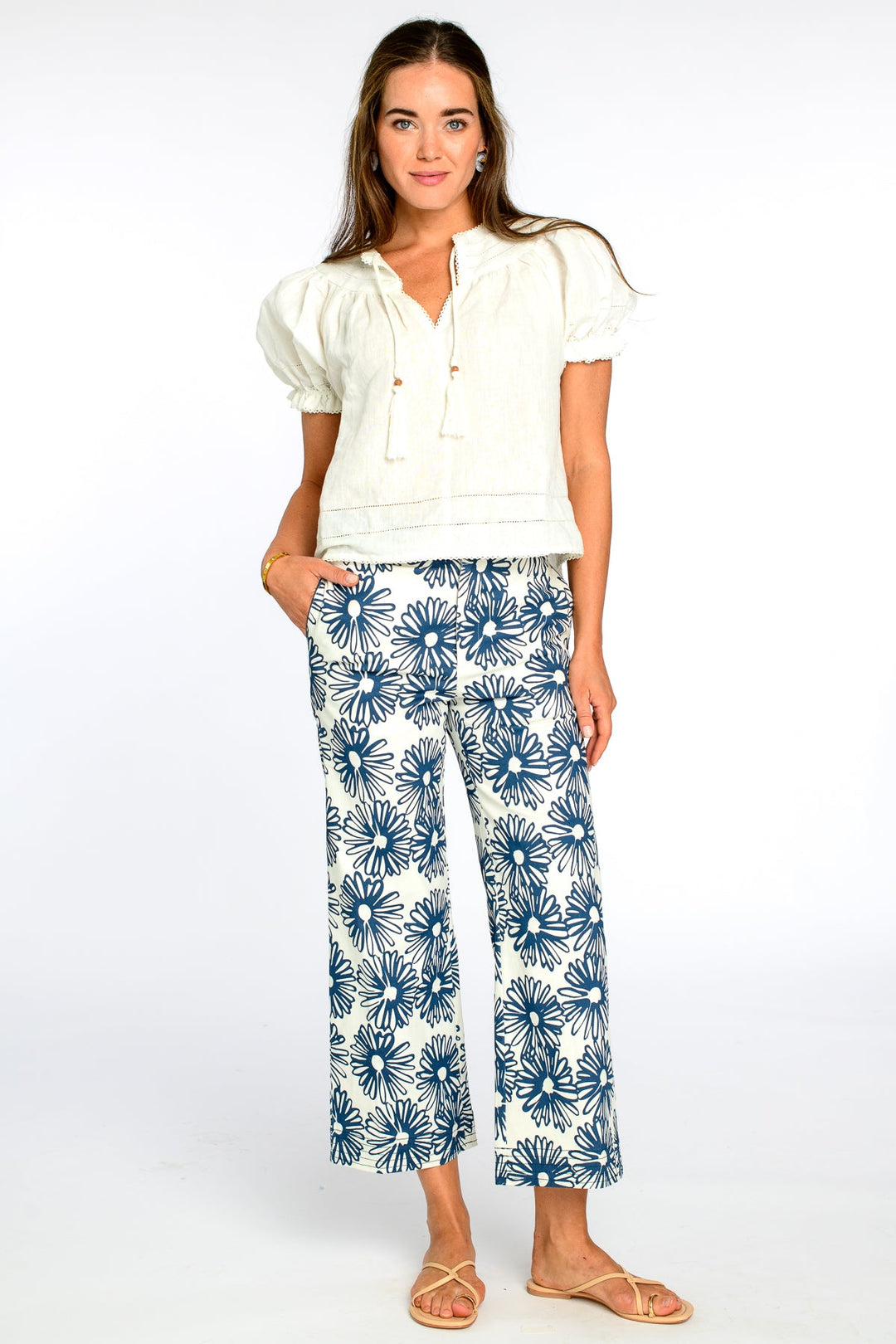 Tilda Pants in Hand-Drawn Daisies