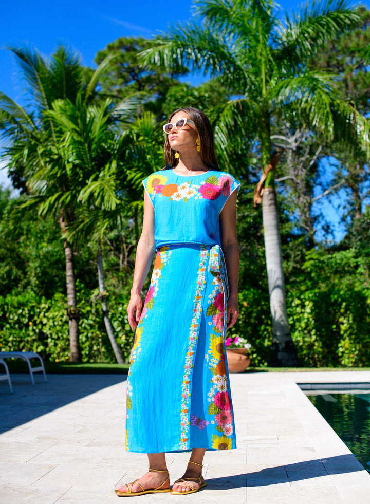 Jackie Top in Wildflower Aqua