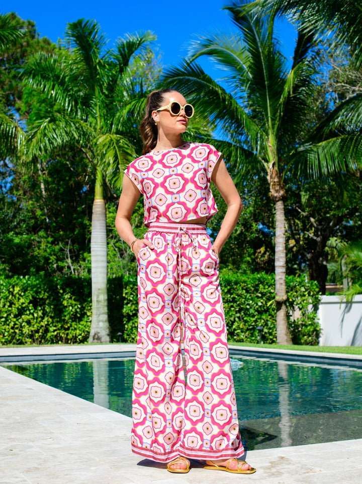 Jackie Top in Trellis Pink