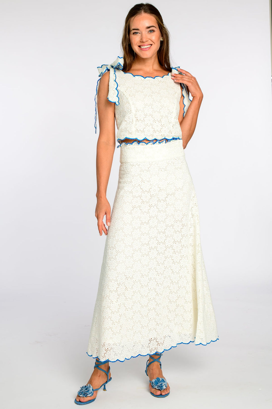 Billy Top in White Eyelet