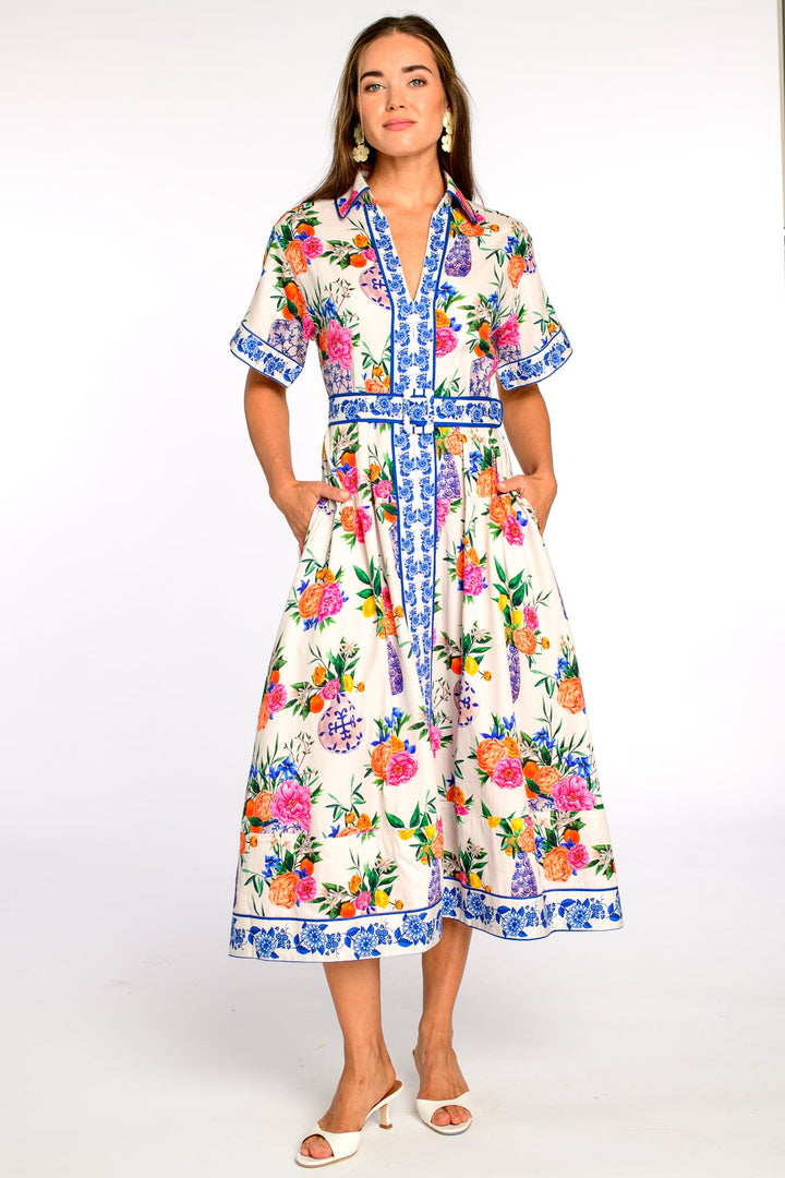 Collins Dress in Ivory Ginger Jars
