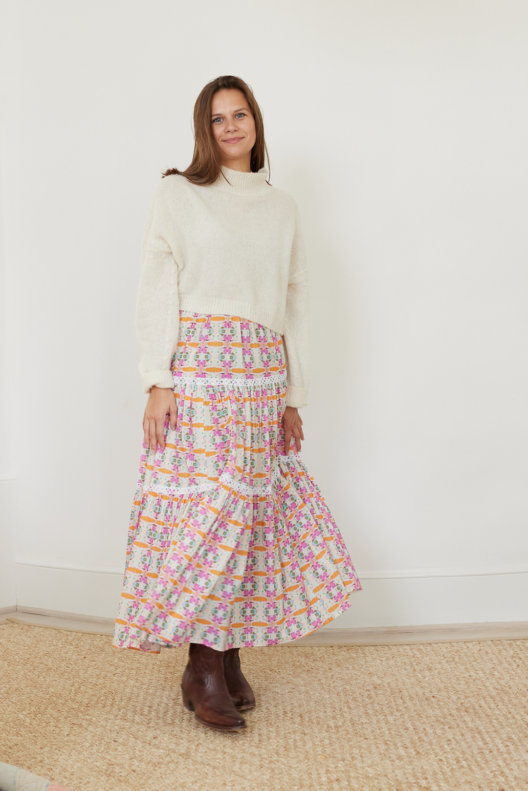 Triple Tiered Maxi Skirt - Begonia