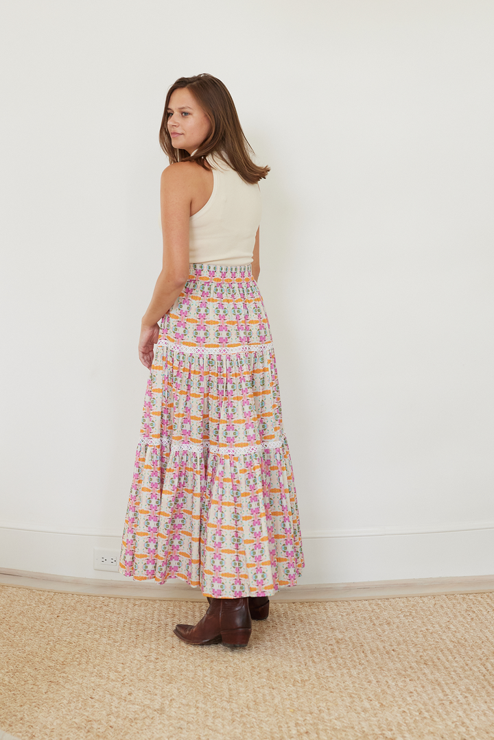 Triple Tiered Maxi Skirt - Begonia