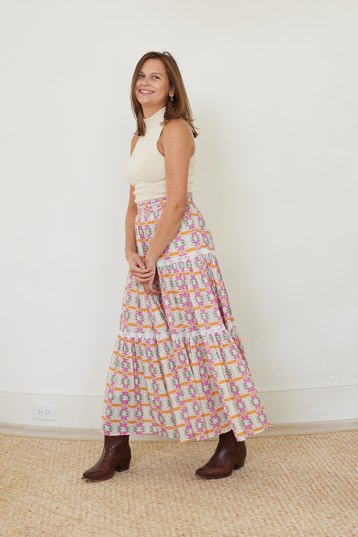 Triple Tiered Maxi Skirt - Begonia