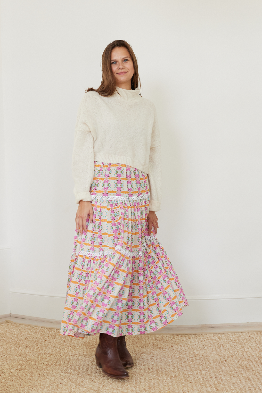 Triple Tiered Maxi Skirt - Begonia