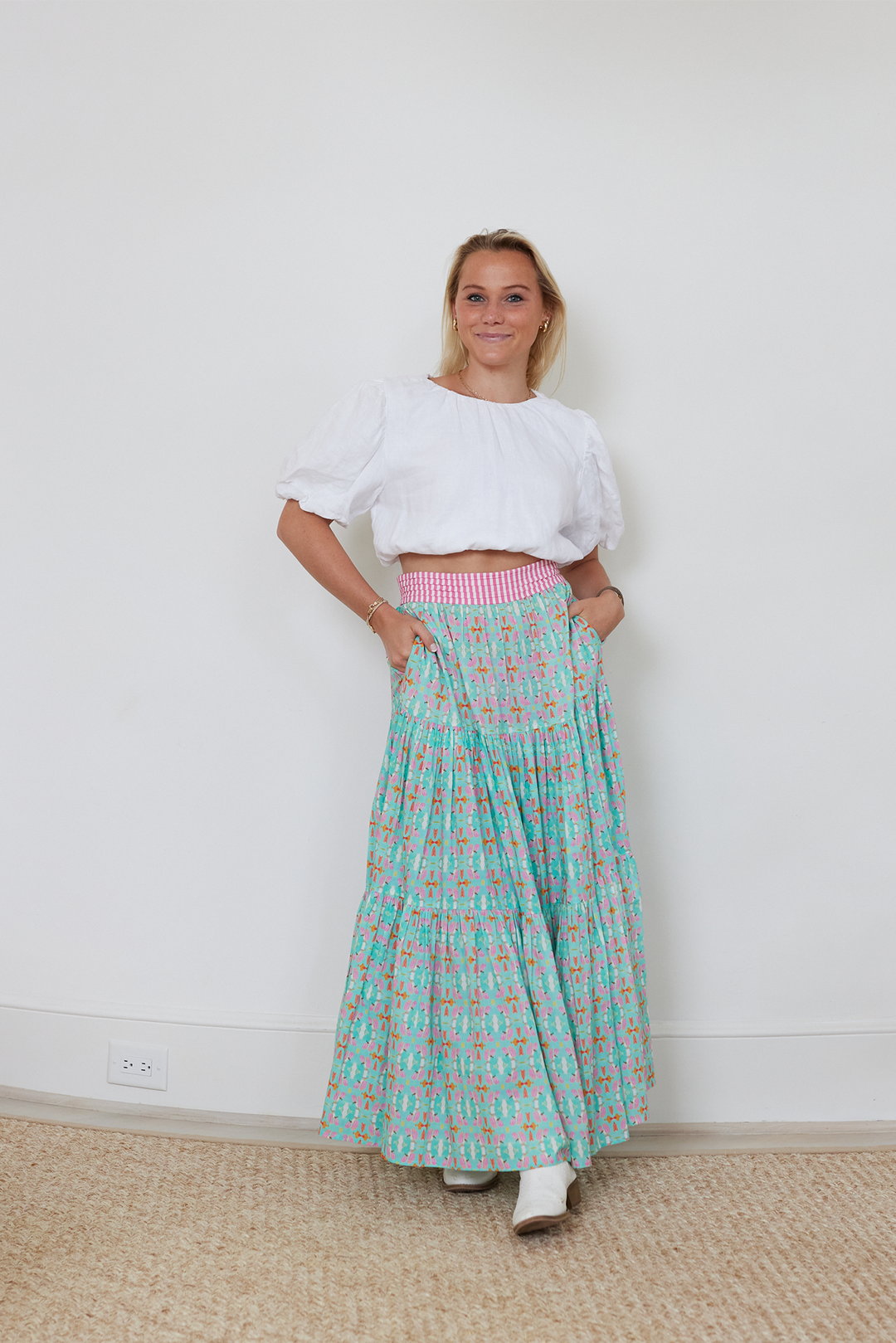 Triple Tiered Maxi Skirt - Birds of Paradise