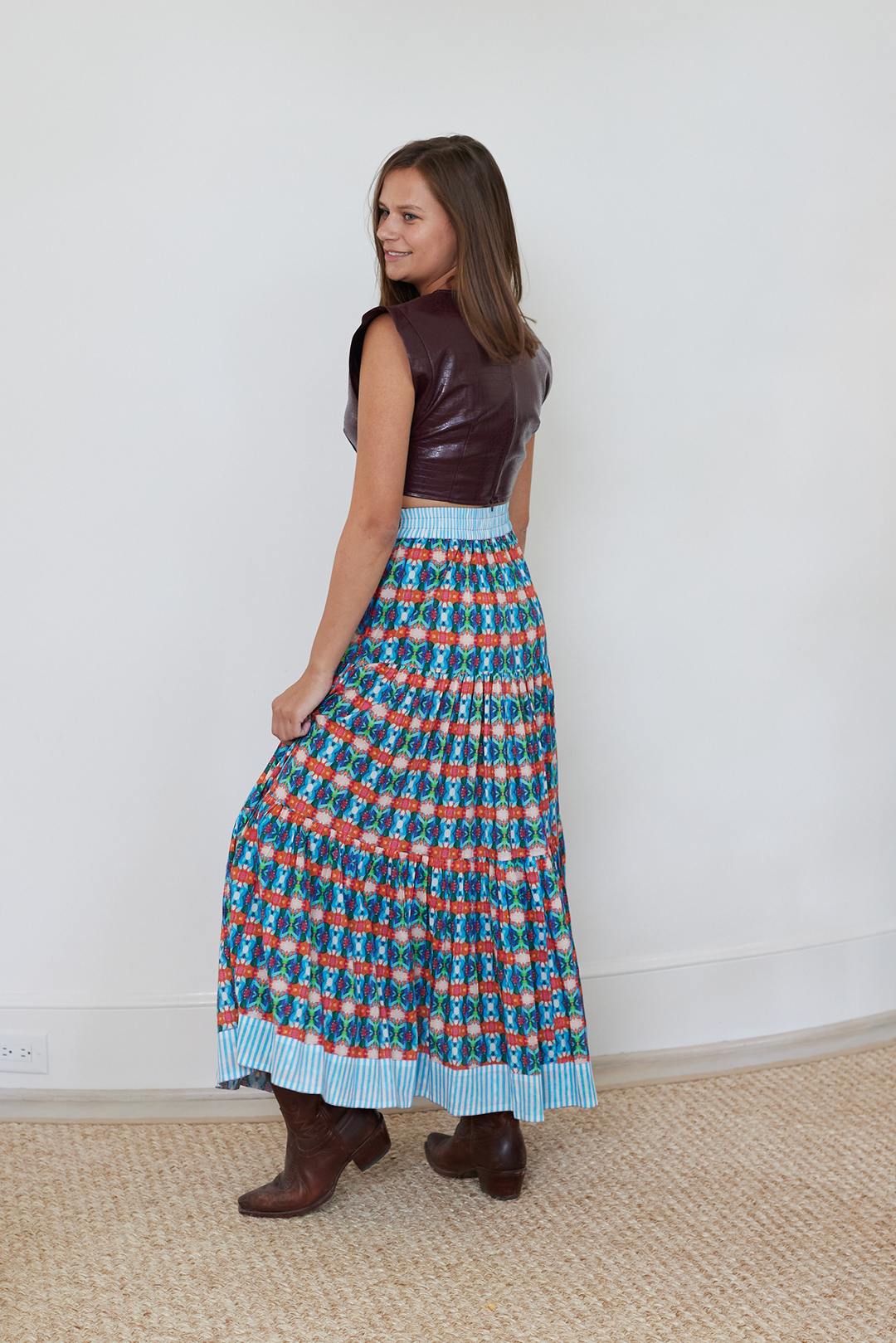 Triple Tiered Maxi Skirt - Blue Lotus