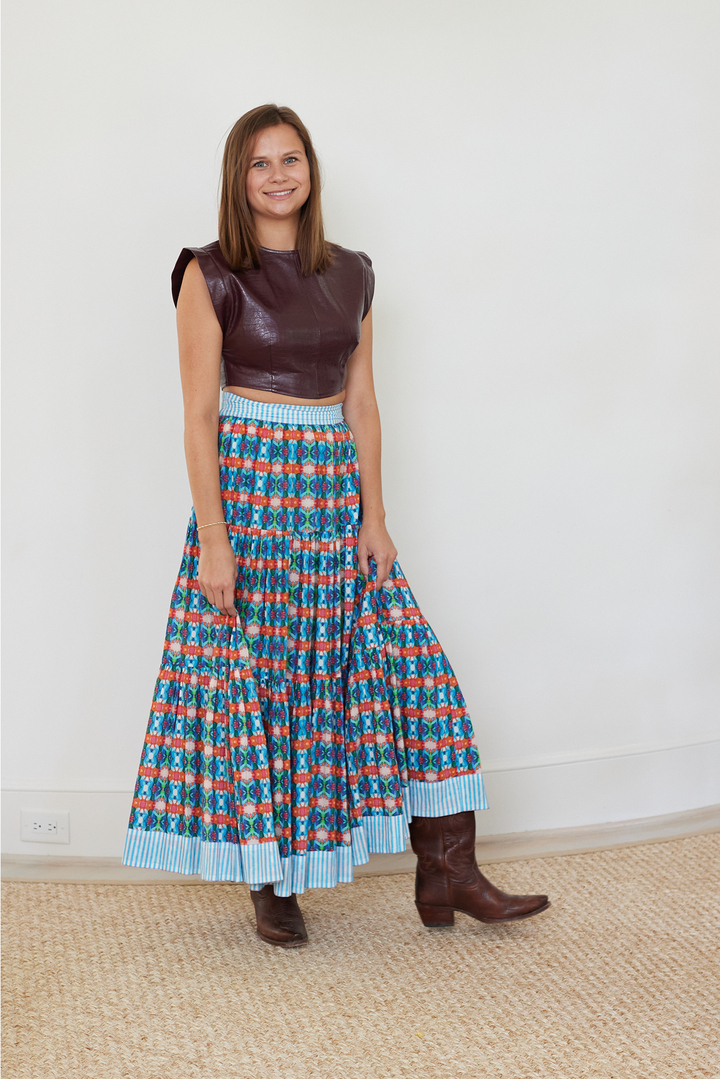 Triple Tiered Maxi Skirt - Blue Lotus