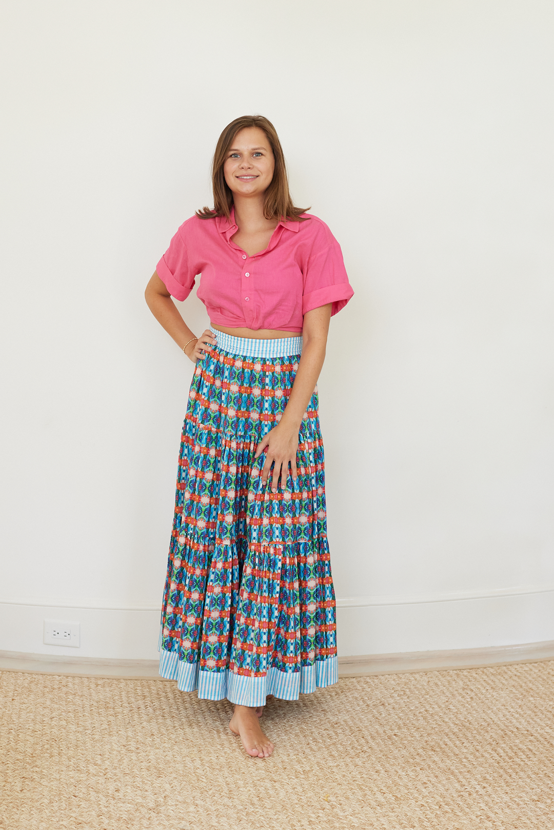 Triple Tiered Maxi Skirt - Blue Lotus