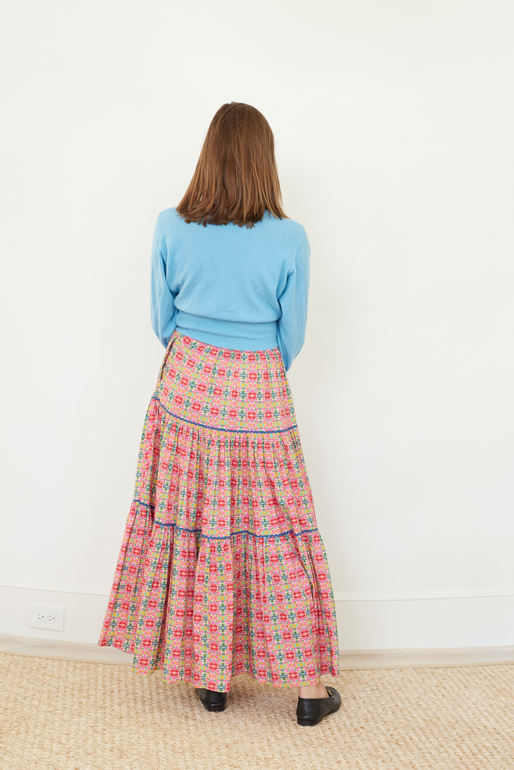 Triple Tiered Maxi Skirt - Moroccan Pink