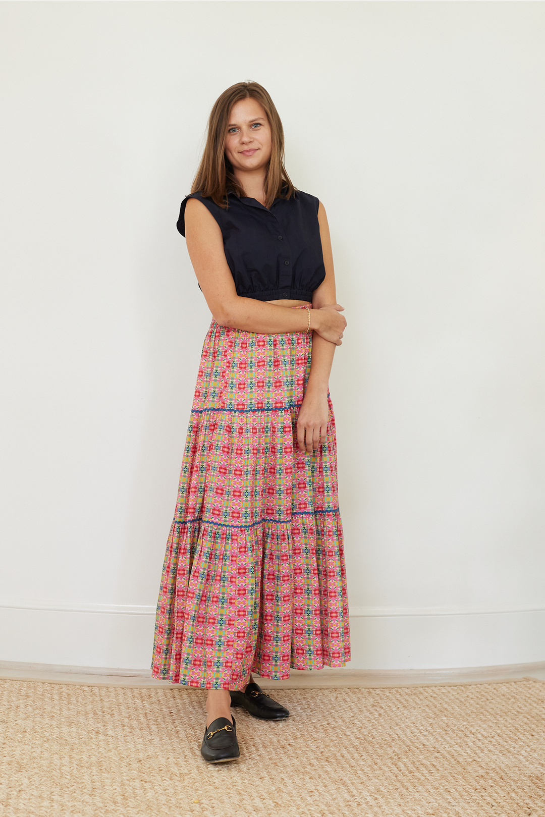 Triple Tiered Maxi Skirt - Moroccan Pink