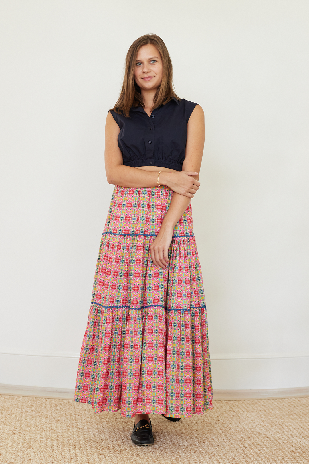 Triple Tiered Maxi Skirt - Moroccan Pink