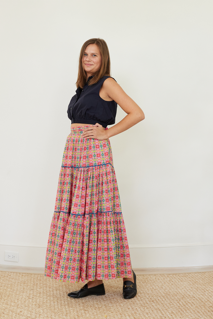 Triple Tiered Maxi Skirt - Moroccan Pink