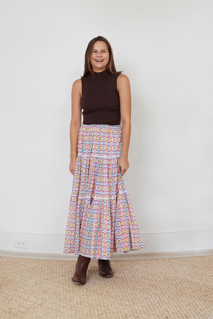 Triple Tiered Maxi Skirt - Sumner Pink