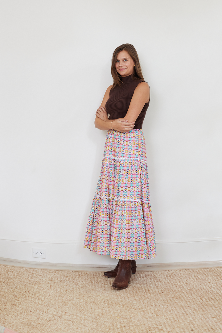 Triple Tiered Maxi Skirt - Sumner Pink