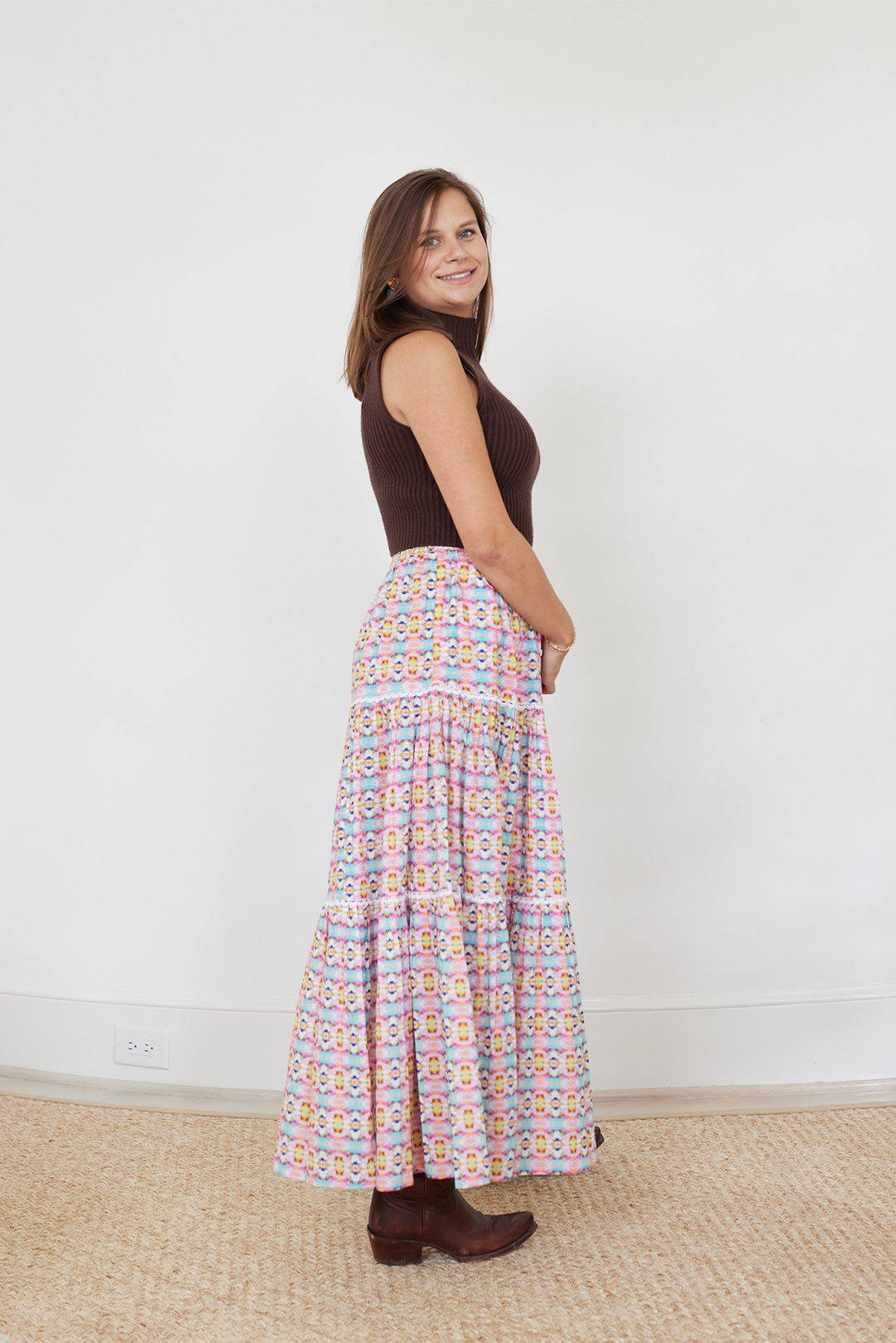 Triple Tiered Maxi Skirt - Sumner Pink