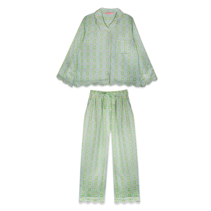 Scalloped Pajama Set Long - Elephant Falls