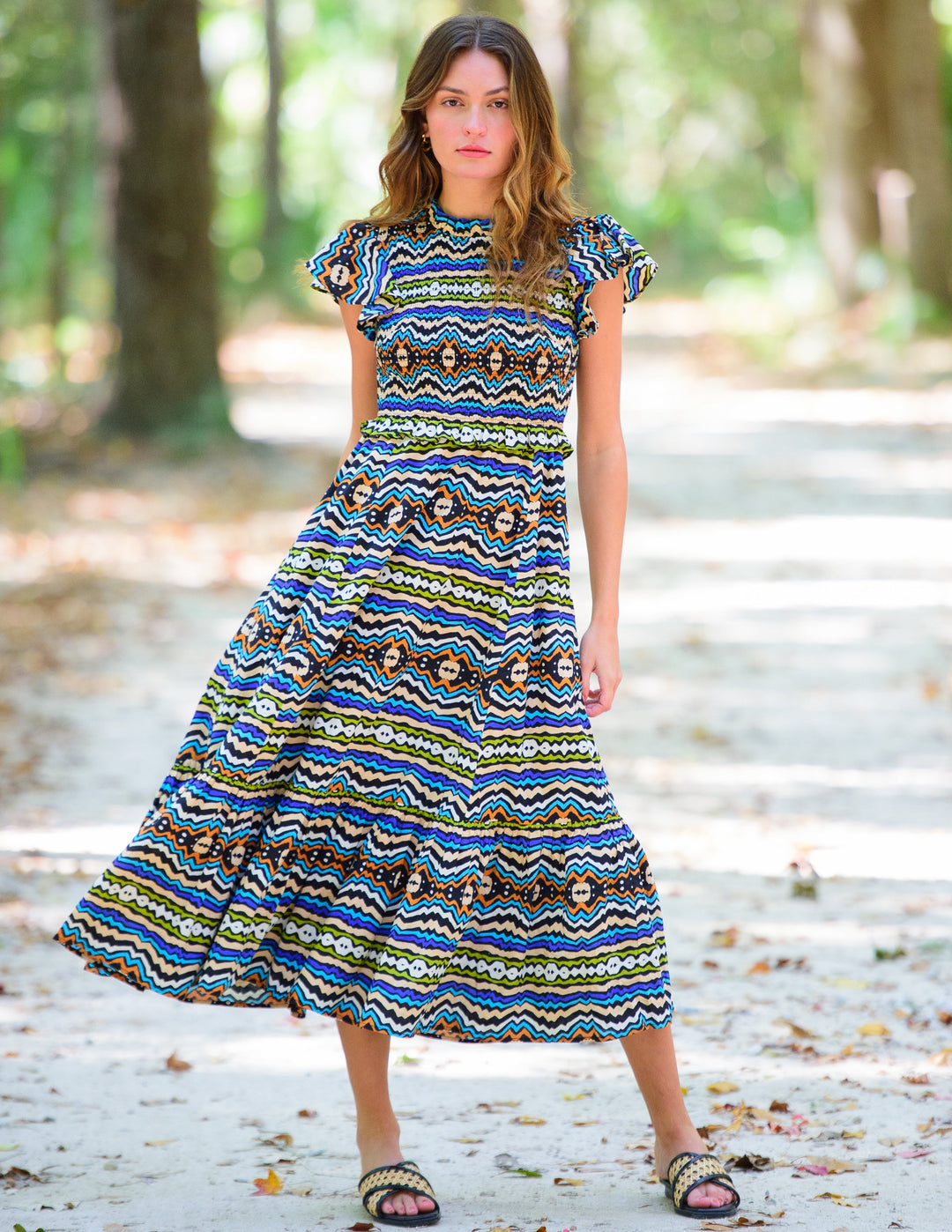 Lila Dress in Ikat Stripe