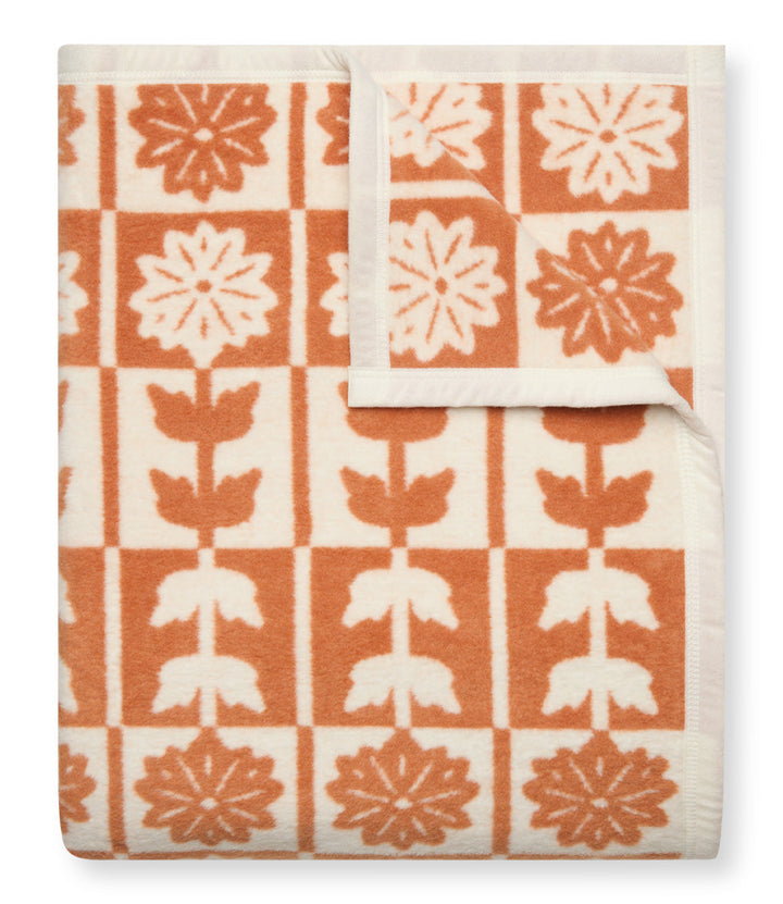 Floral Quilt Rust Blanket