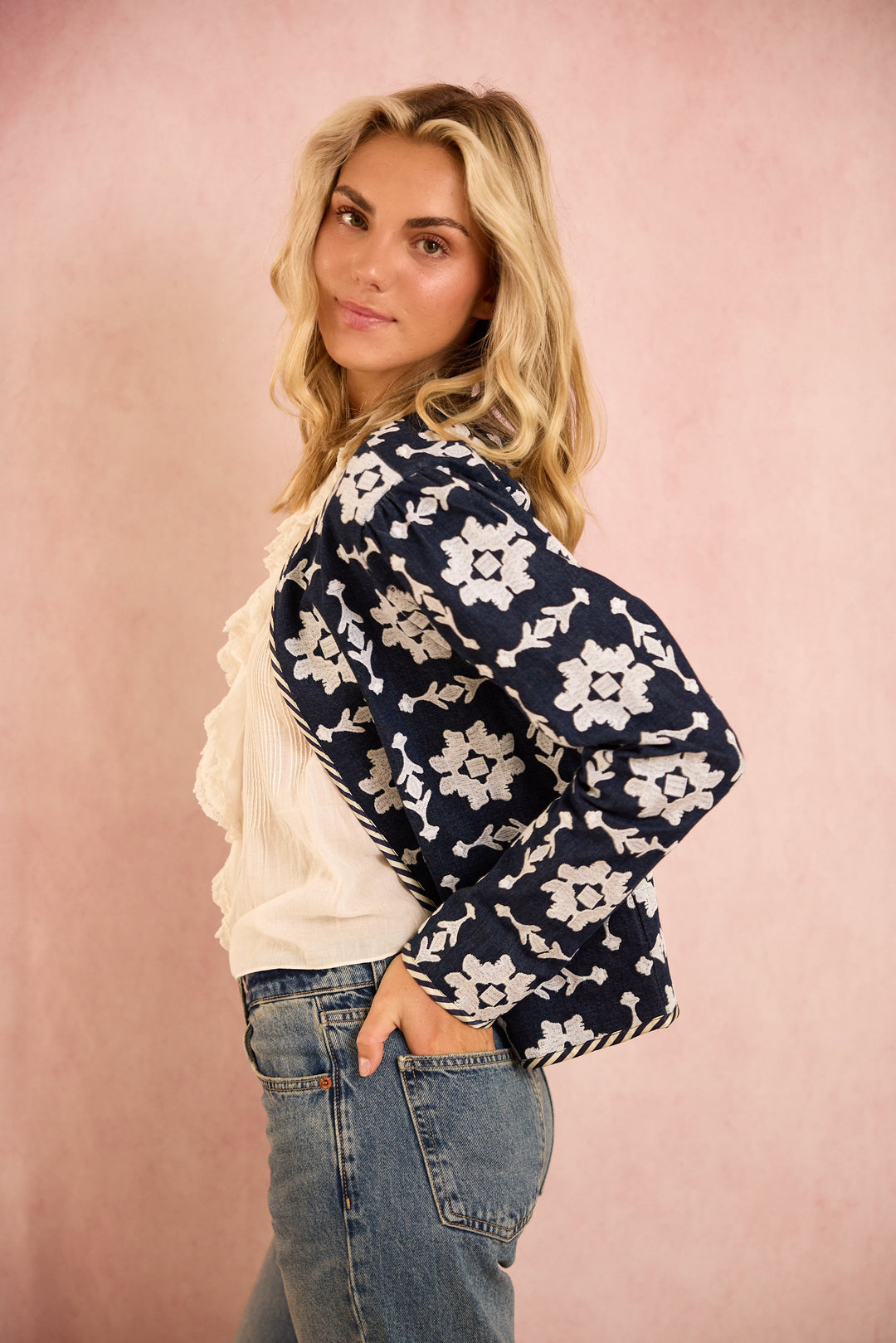 Rosy Jacket - Denim Embroidered