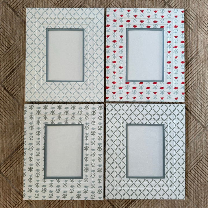 Block Printed Picture Frame in Croix Green