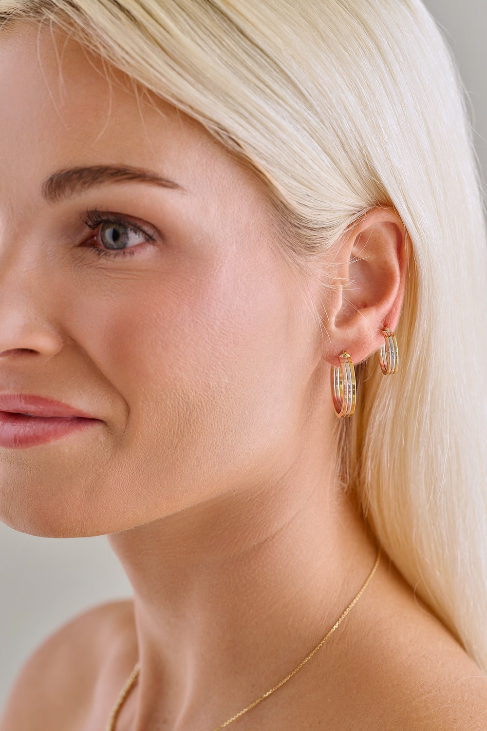 Tri Color Gold Hoops