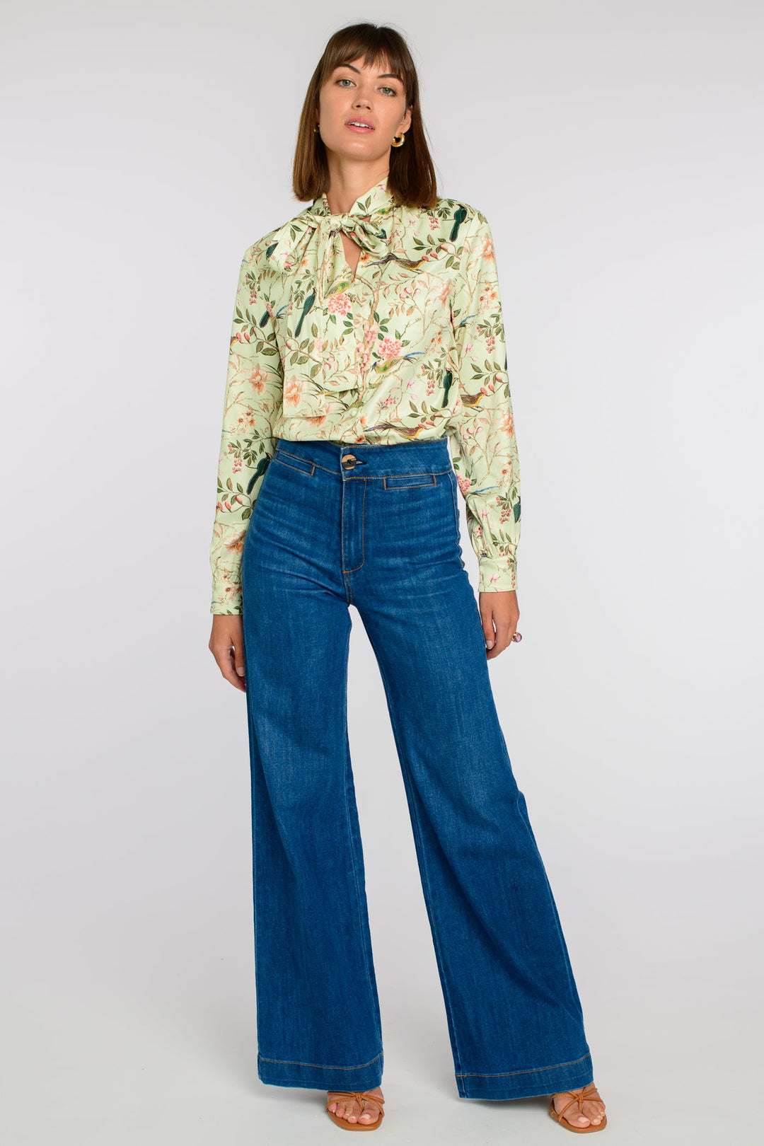 Brit Bow Blouse in Chinoiserie Pear