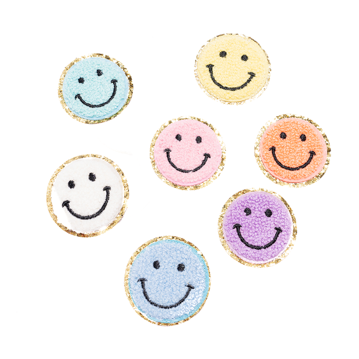 Chenille Smiley Face Patches (Set of 2)