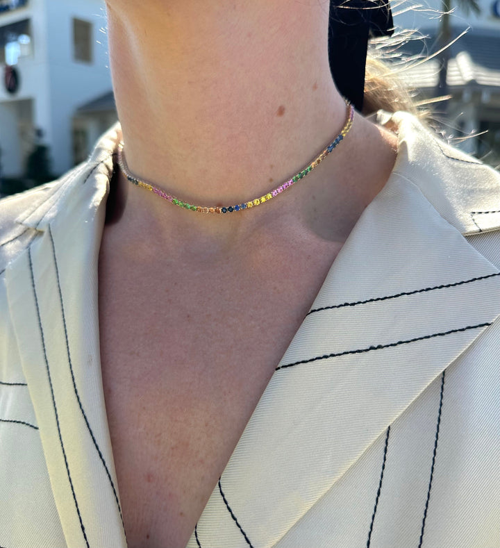 Rainbow Sapphire Tennis Choker