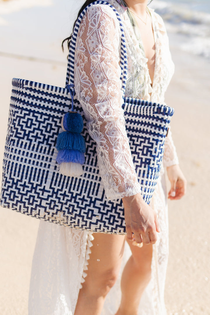 Preppy Tile Navy / White Citron Tote