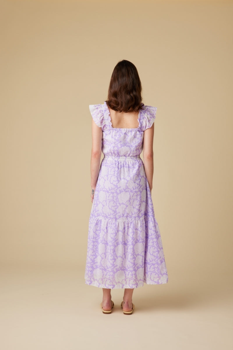 Ines Ruffle organic cotton Midi Dress