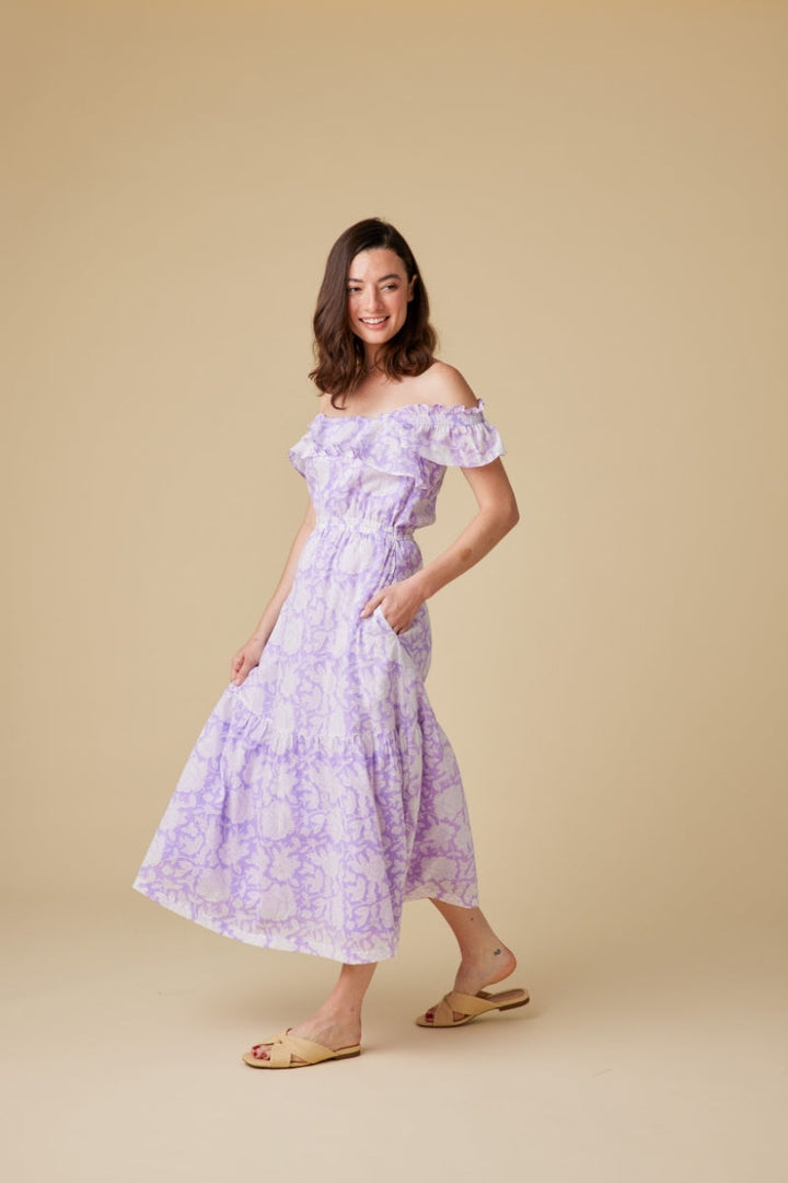 Ines Ruffle organic cotton Midi Dress